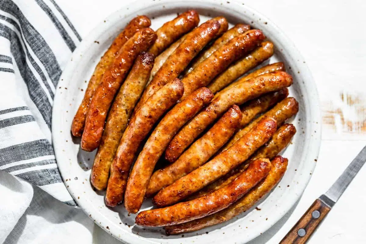 Air Fryer Sausage Links served on a plate.