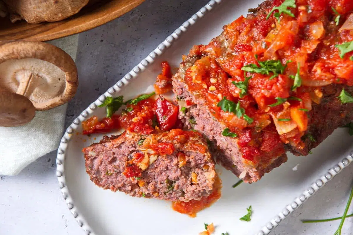 Sliced Bison Meatloaf.