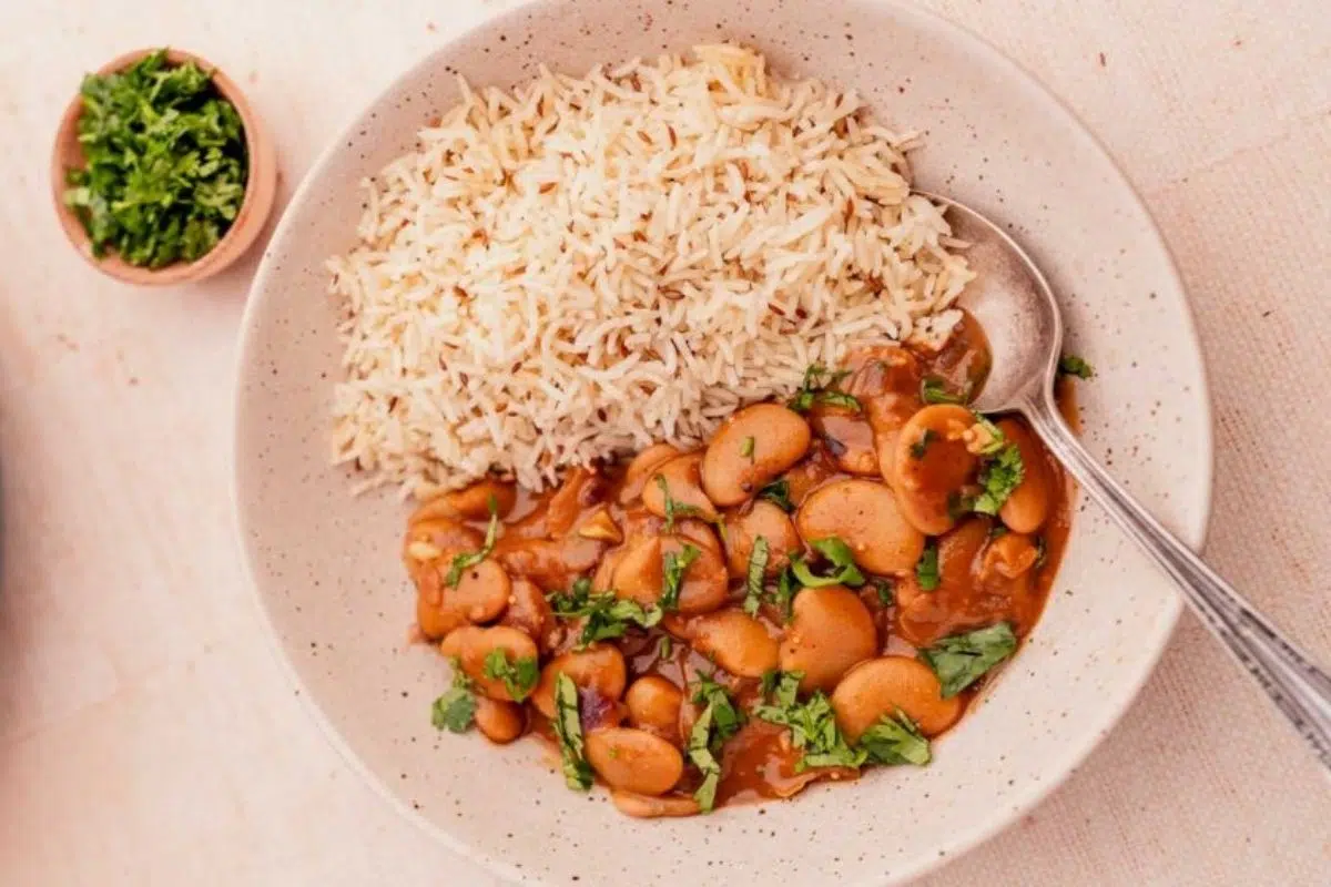 Butter Bean Curry side with fresh cilantro.