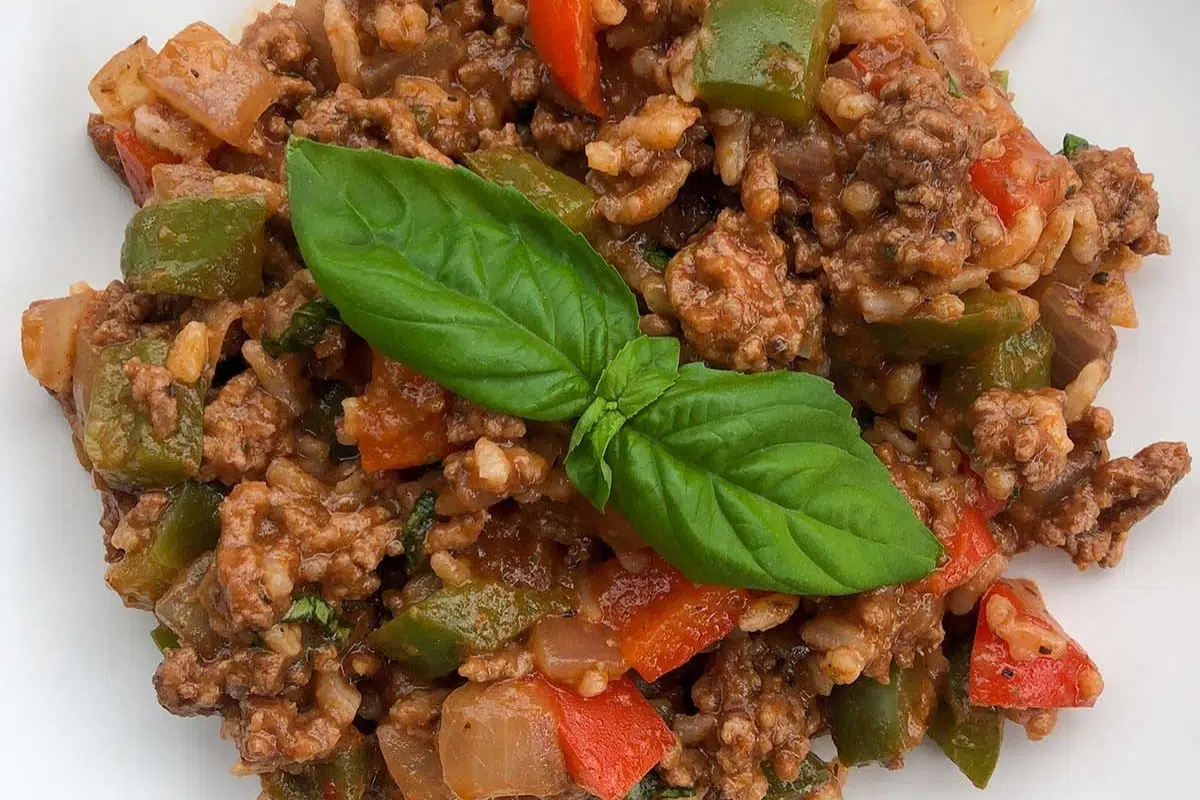 Deconstructed stuffed peppers.