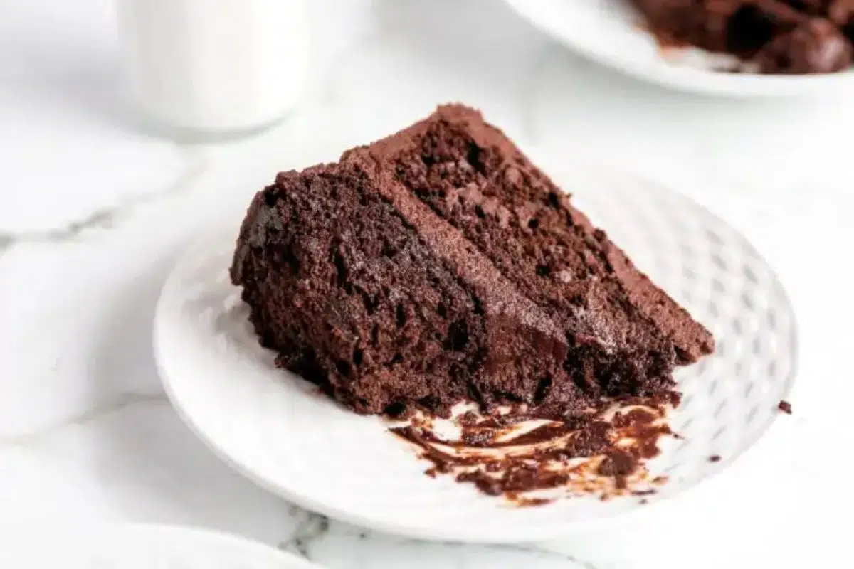 Gluten Free Chocolate Cake served on a plate.