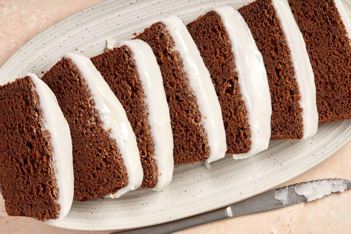 Gluten-Free Gingerbread Loaf slices on a plate.