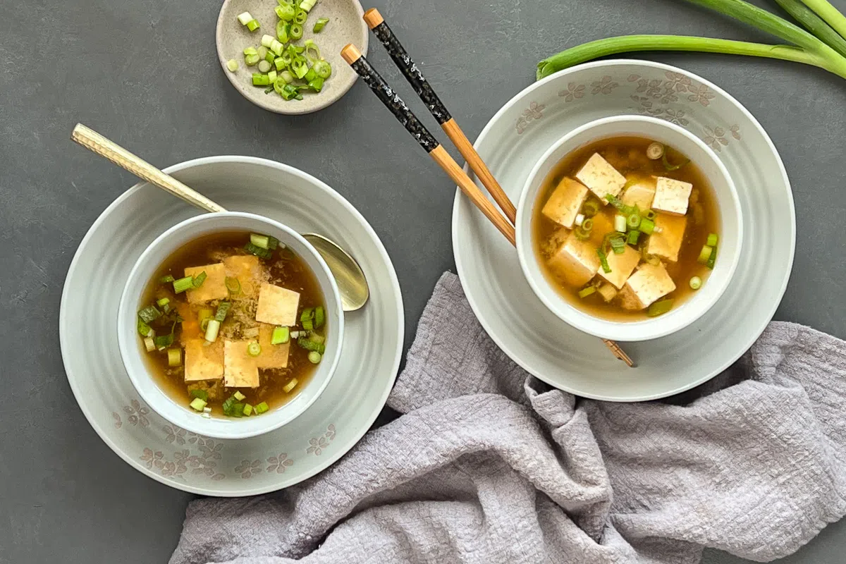Gluten-Free Miso Soup served in a bowl.