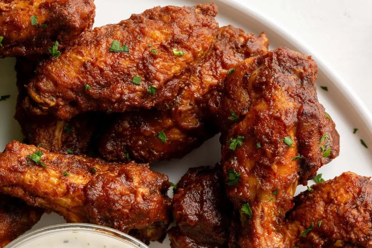 BBQ Chicken Wings With Dry Rub close up look.