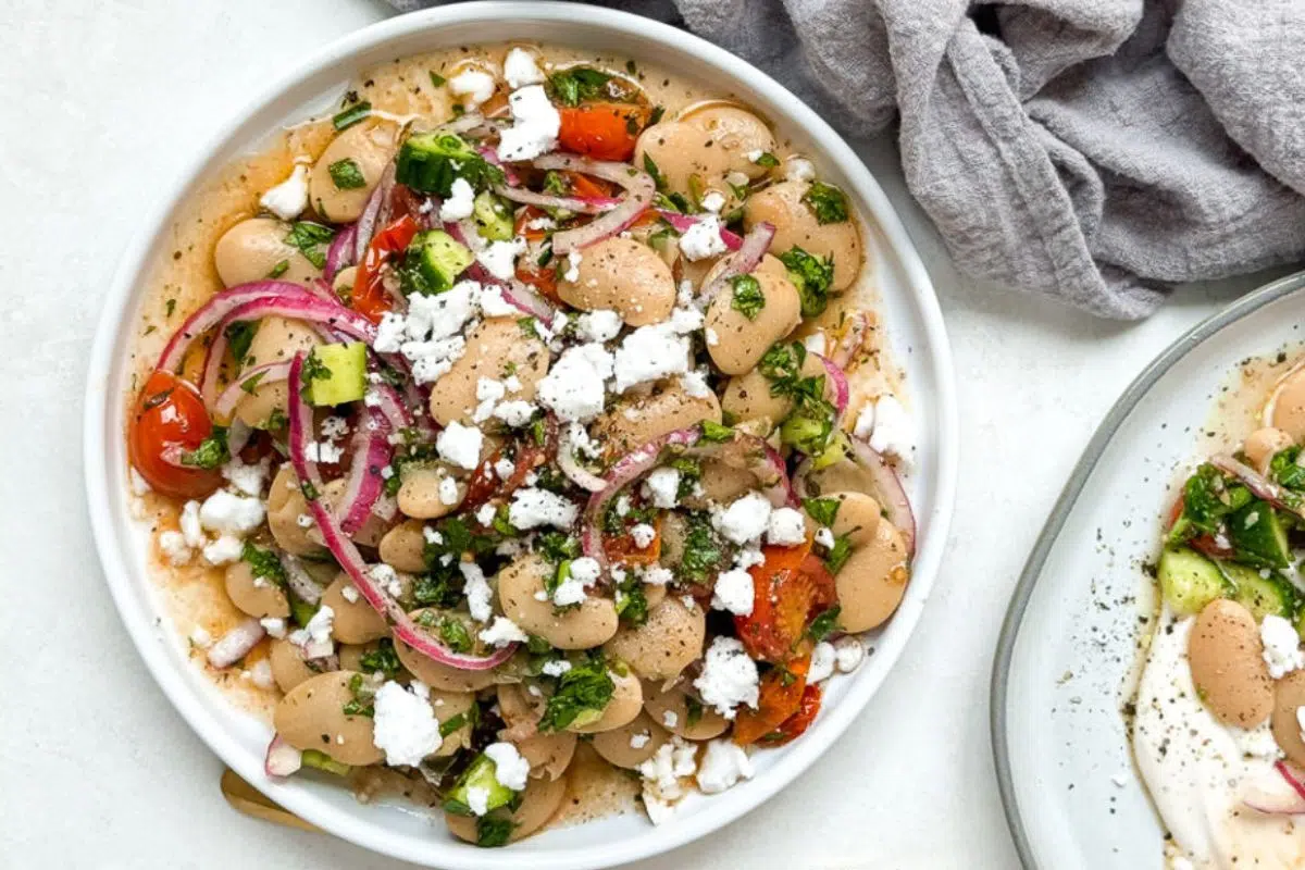 Butter Bean Salad served on a plate.