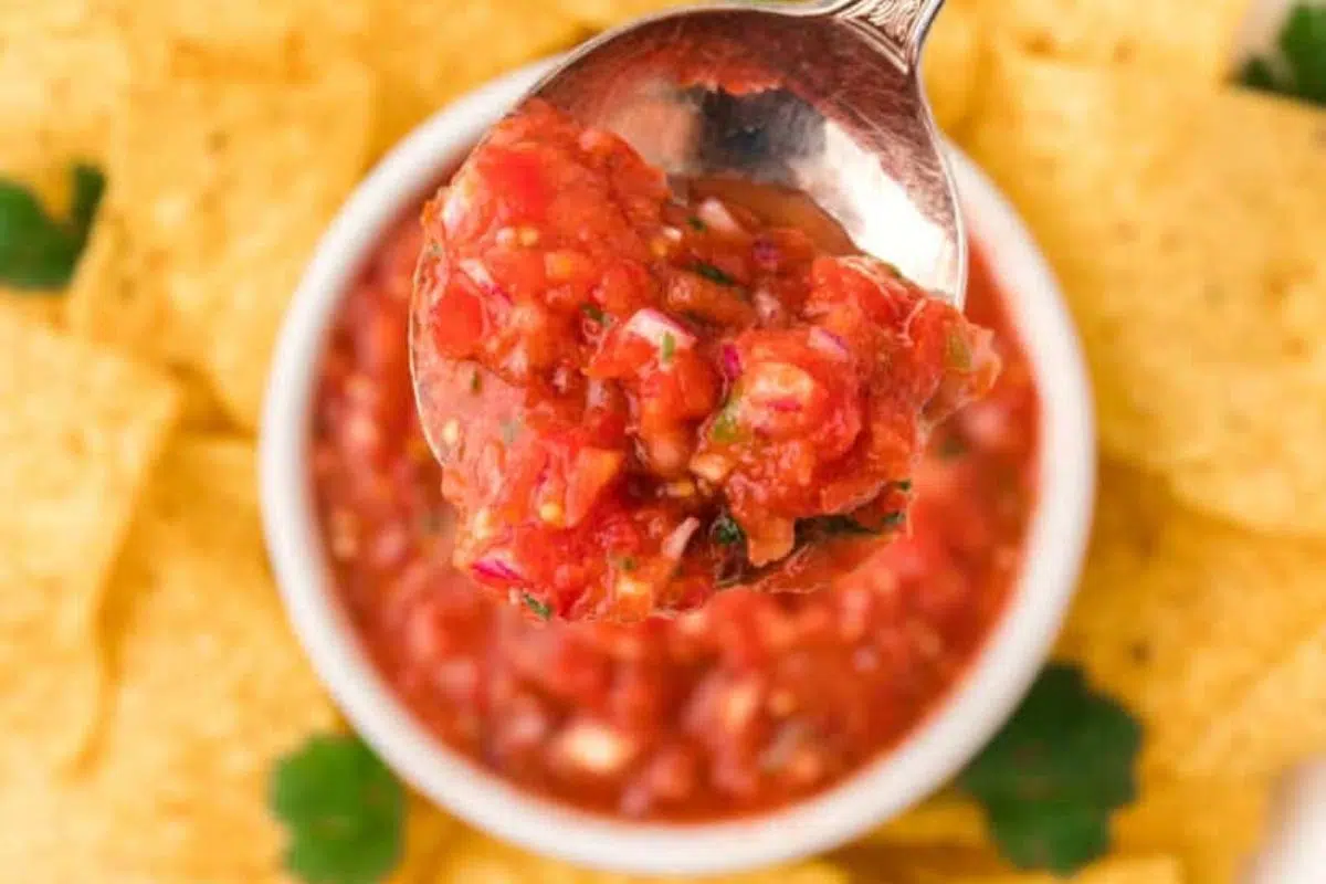 Close up look of Cherry Tomato Salsa.