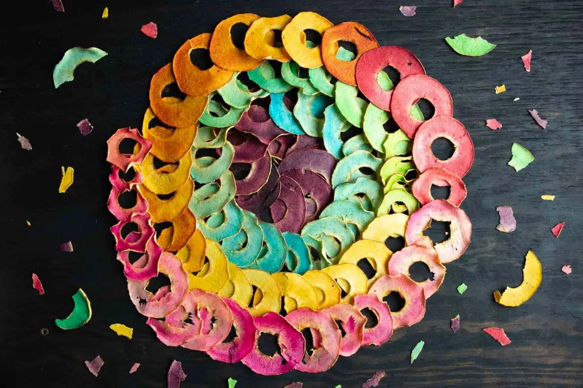 Colorful Dried Apple Slices.