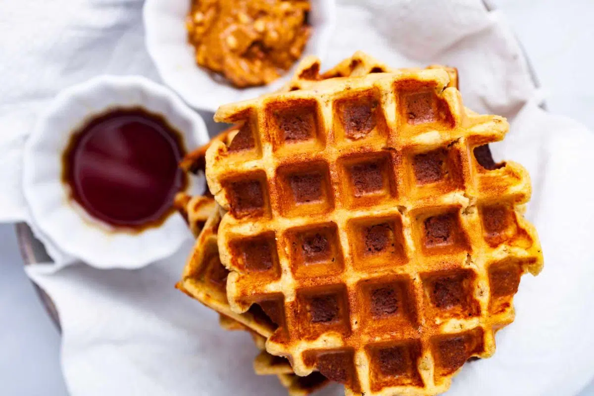 Overhead shot of Plantain Waffles.