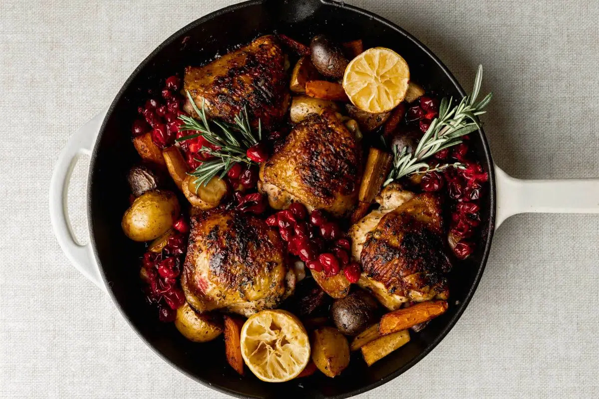 Overhead shot of Easy Roasted Cranberry Chicken.