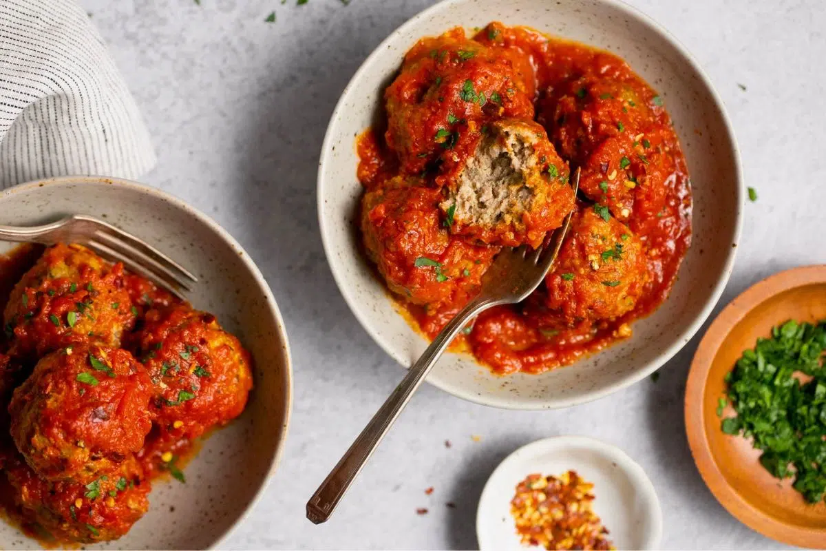 Gluten Free Air Fryer Turkey Meatballs in a bowl.