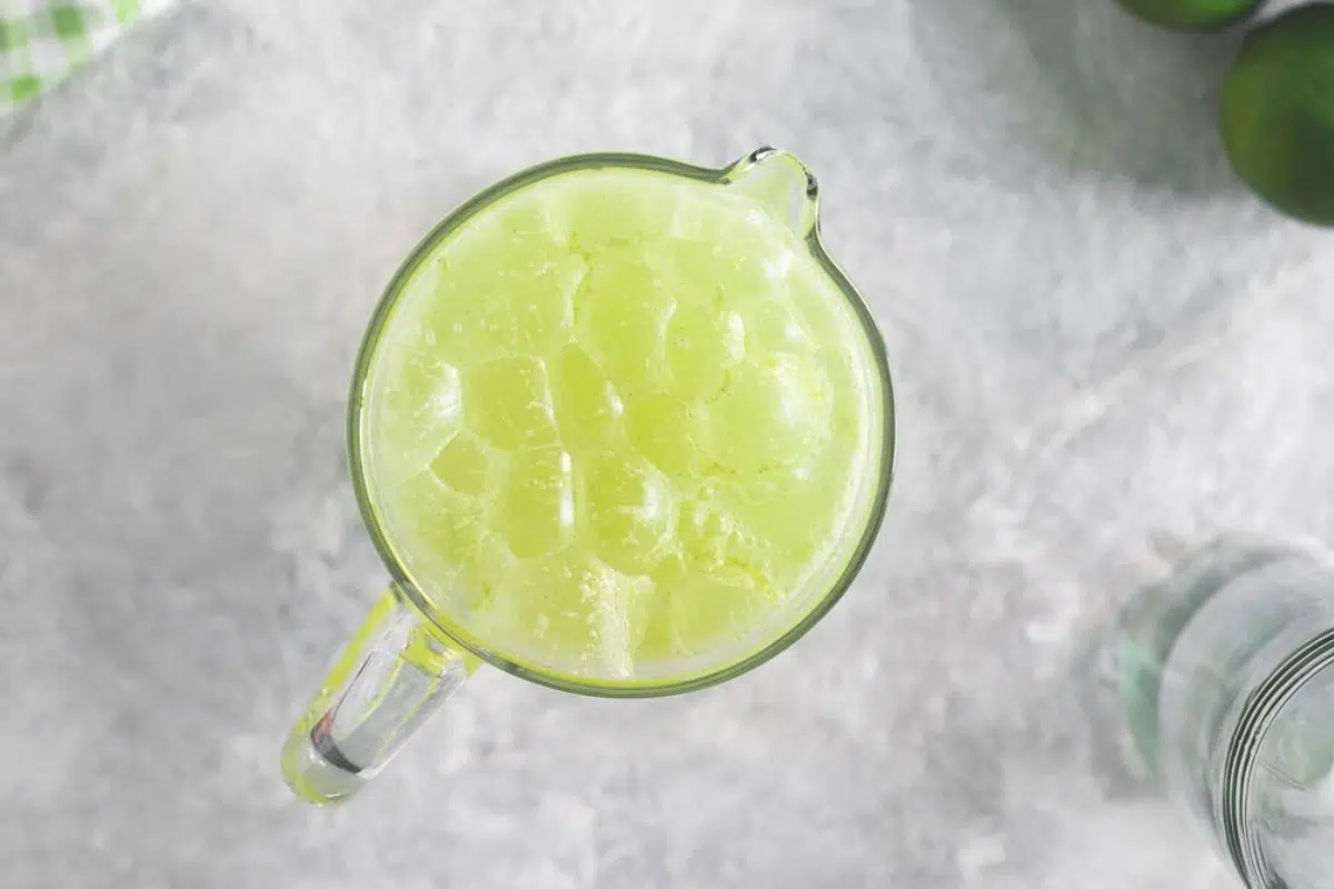 A Glass of Healthy Sour Green Apple & Lime Soda.