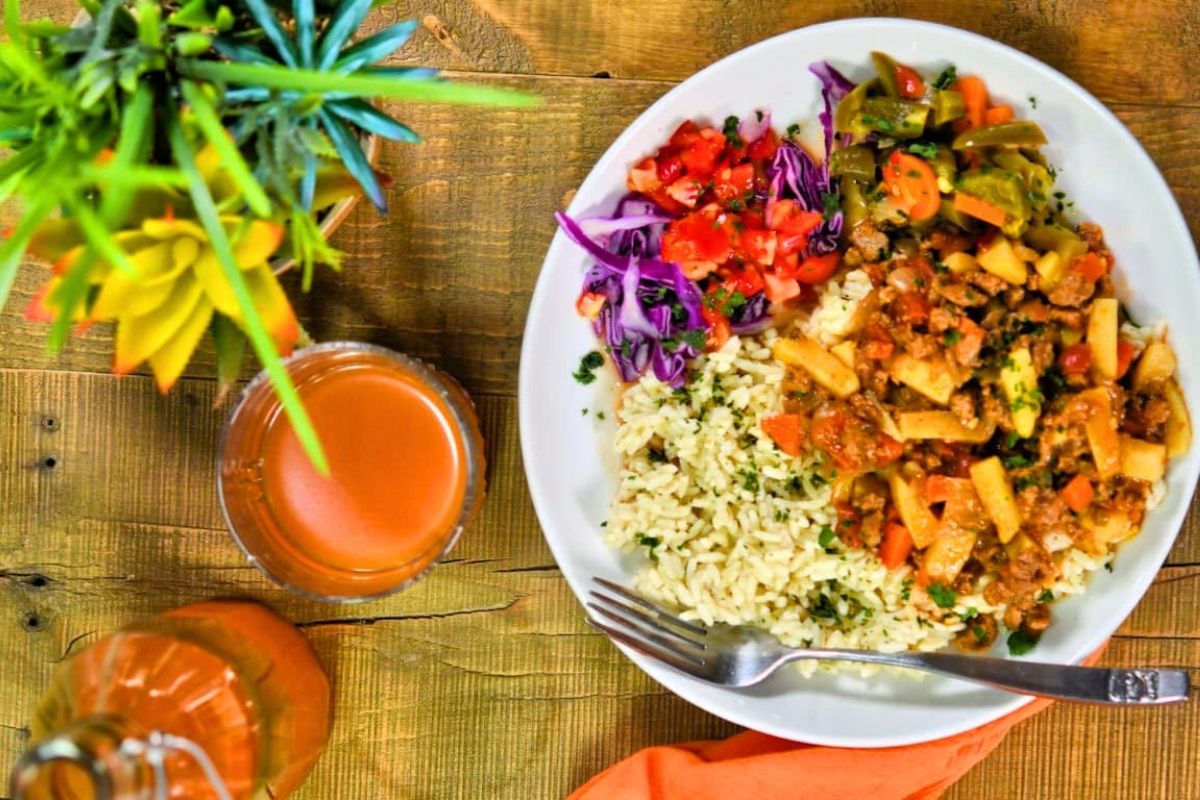 Mexican Picadillo Instant Pot Gluten Free served with drinks.