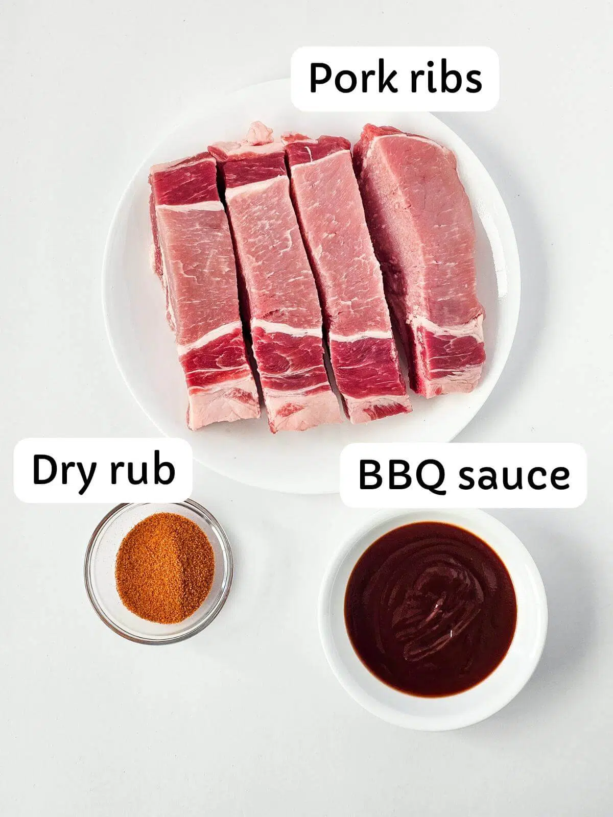 Ingredients for making air fryer country style ribs.