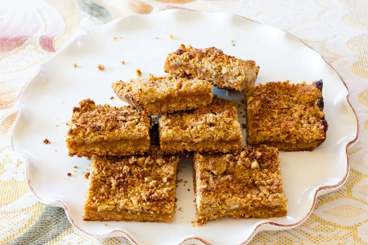 Apricot Oat Bars on a plate.