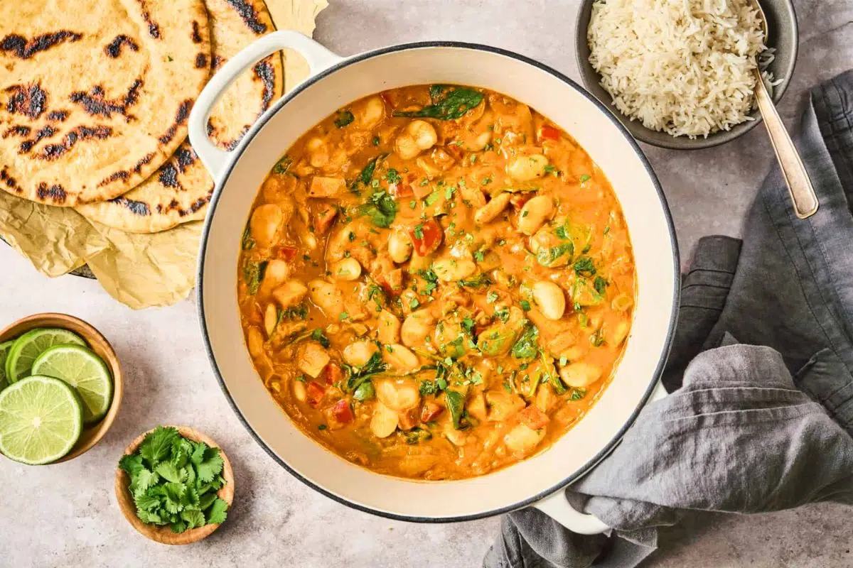 Butter Bean Curry in a pot.