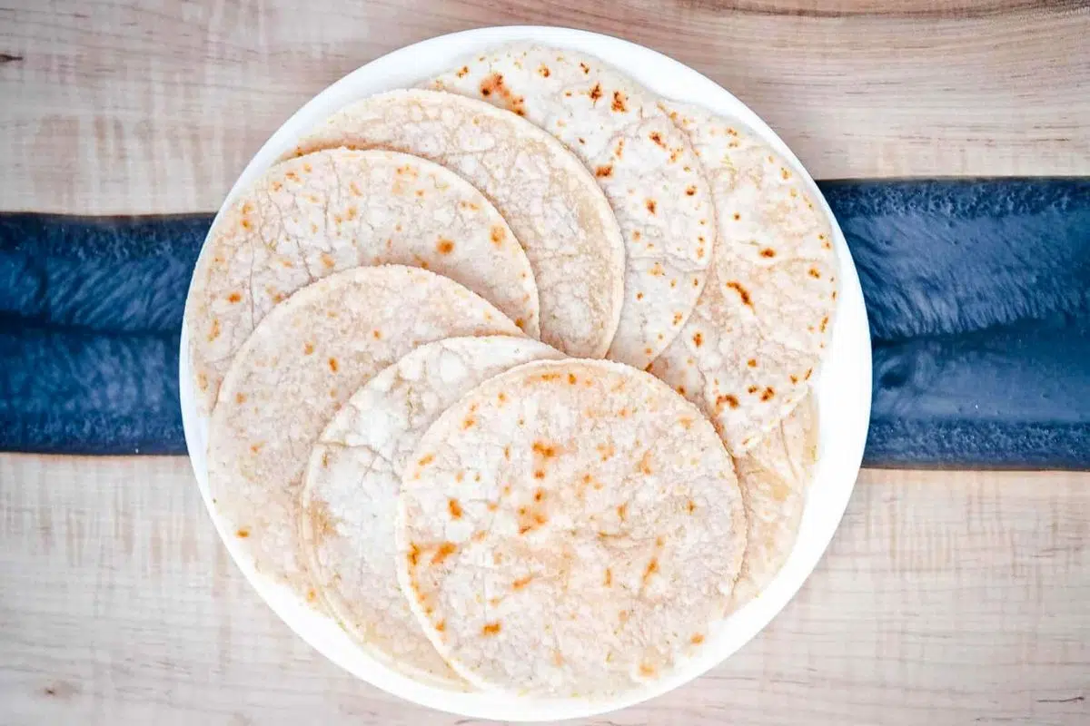 Cassava Flour Tortillas with Lime served on a plate.