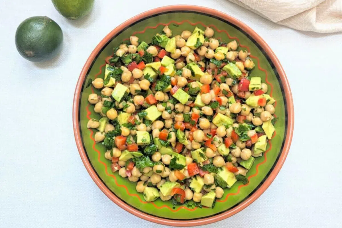 Chickpea Avocado Salad in a bowl.