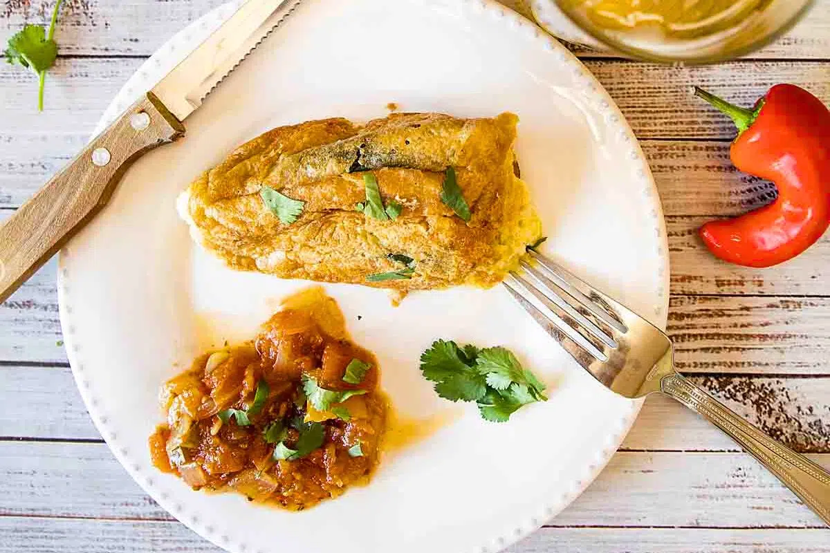 Chiles Rellenos served on a plate.