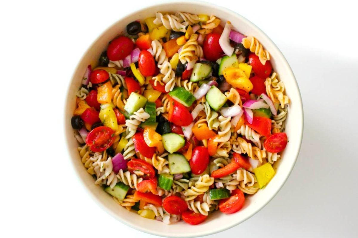 23 Foods People Used to Bring to Parties Like It Was Mandatory 4 Cold Italian Pasta Salad served in a bowl.