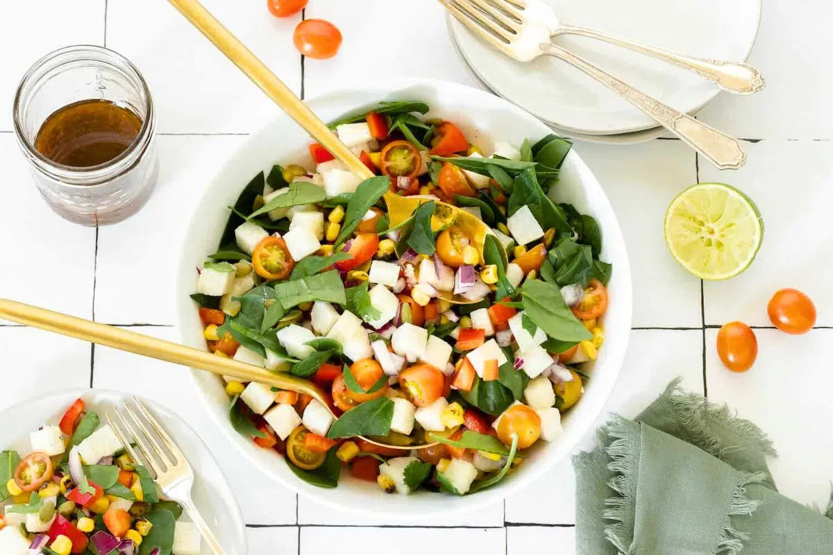 Crunchy Jicama Salad served in a bowl.