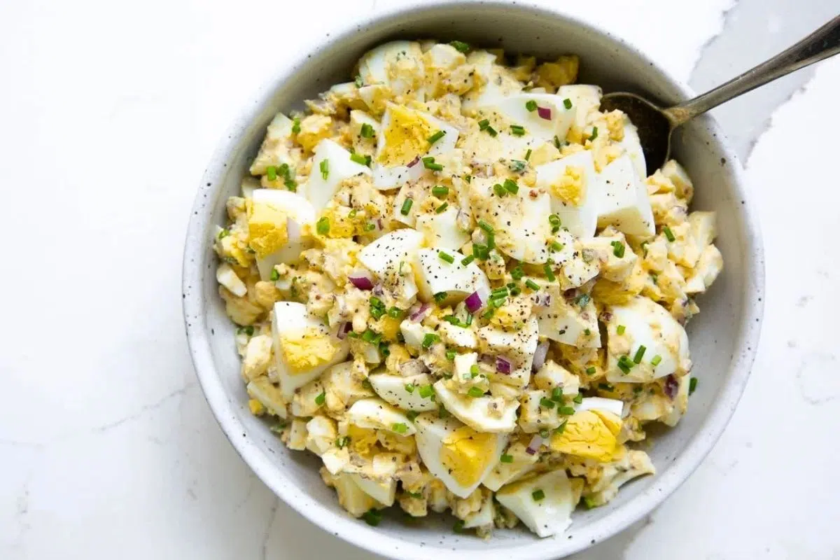Egg Salad served in a bowl.