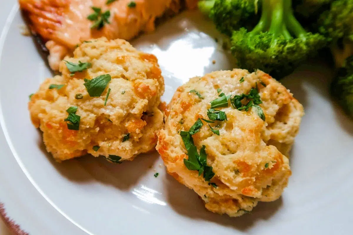 Gluten Free Cheddar Bay Biscuits in a plate.