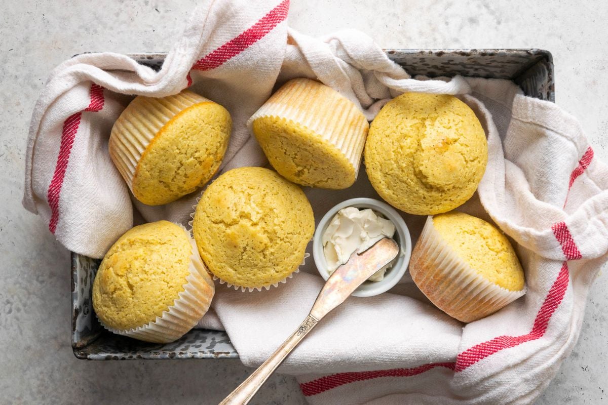 Gluten Free Corn Muffins overhead view.