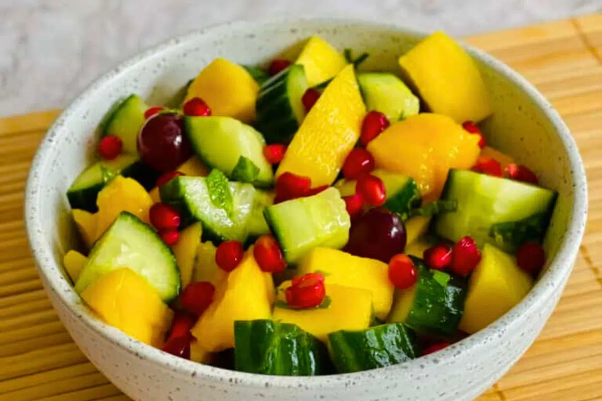 Mango and Cucumber Salad in a bowl.