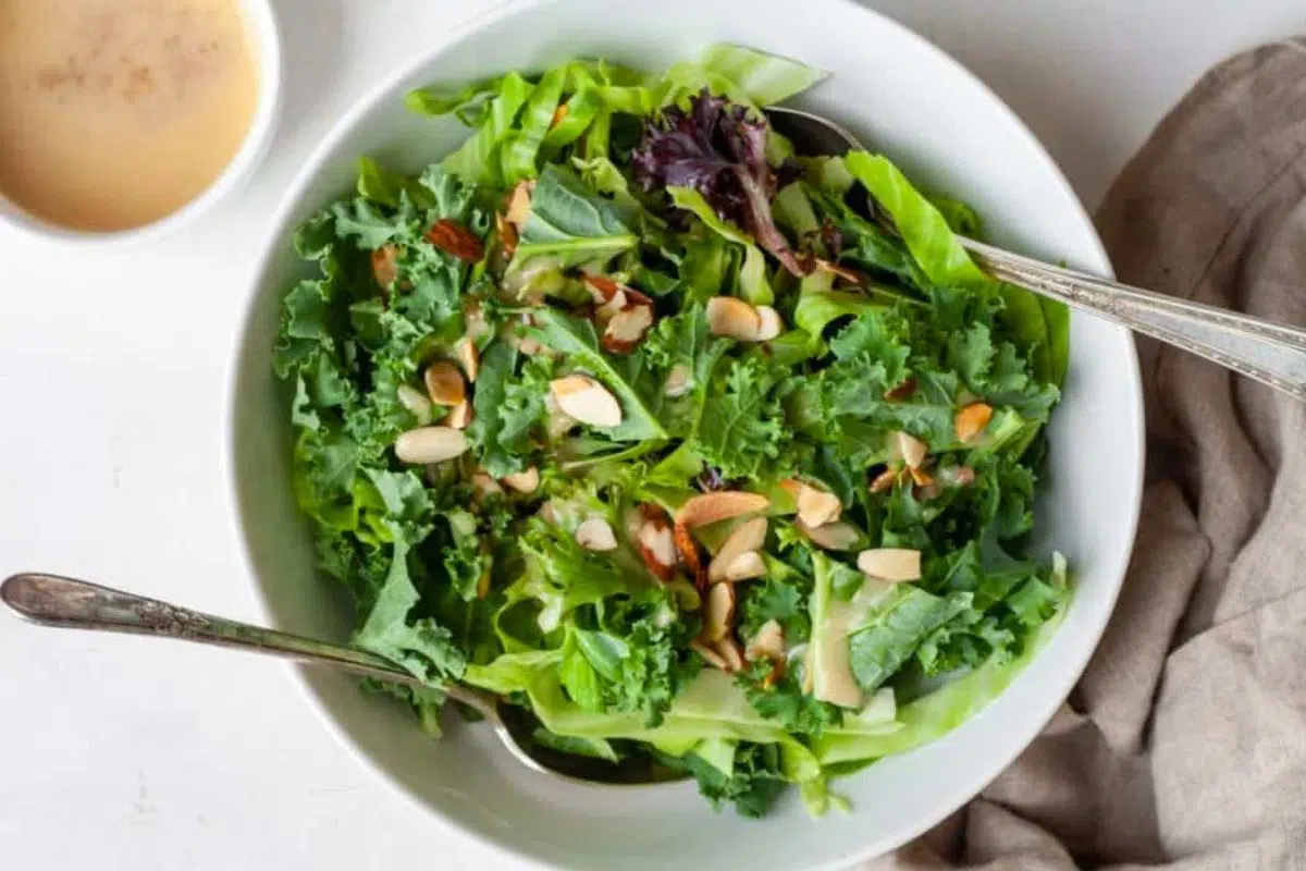A bowl of Kale Crunch Salad.