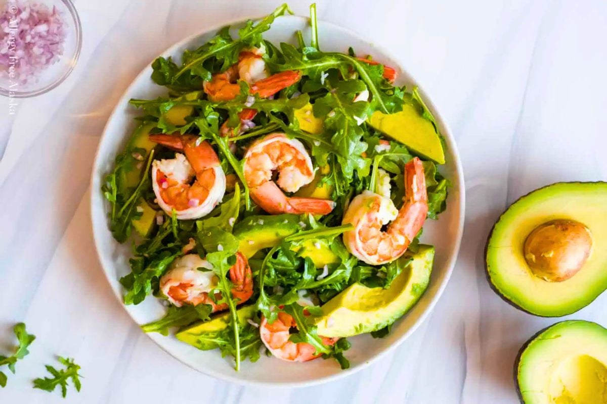 Prawn and Avocado Salado overhead shot.