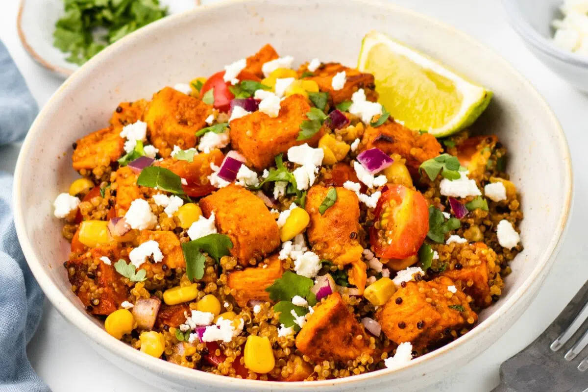 Quinoa Sweet Potato Bowl close up look.