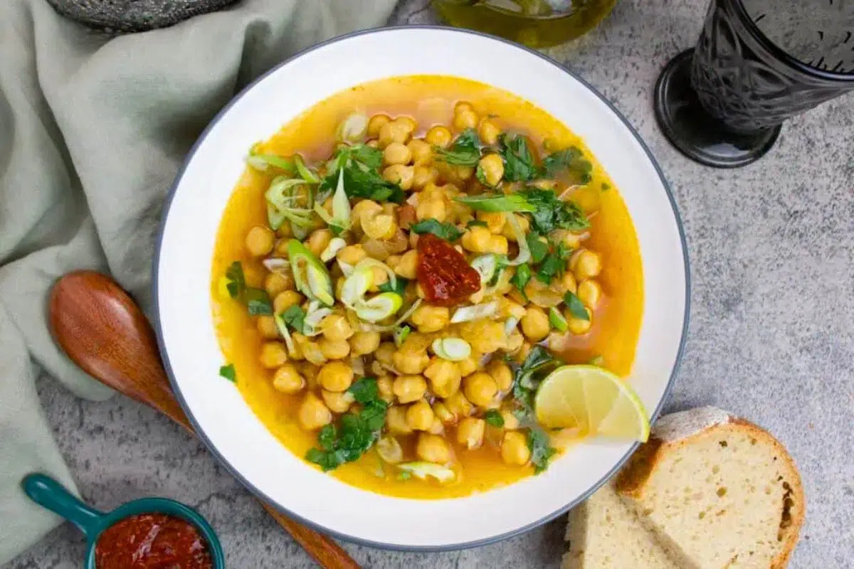Overhead view of Simple Chickpea Stew.