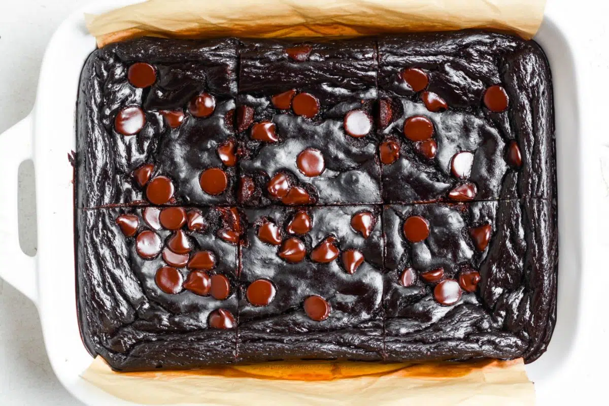 Sugar Free Brownies in a baking dish.