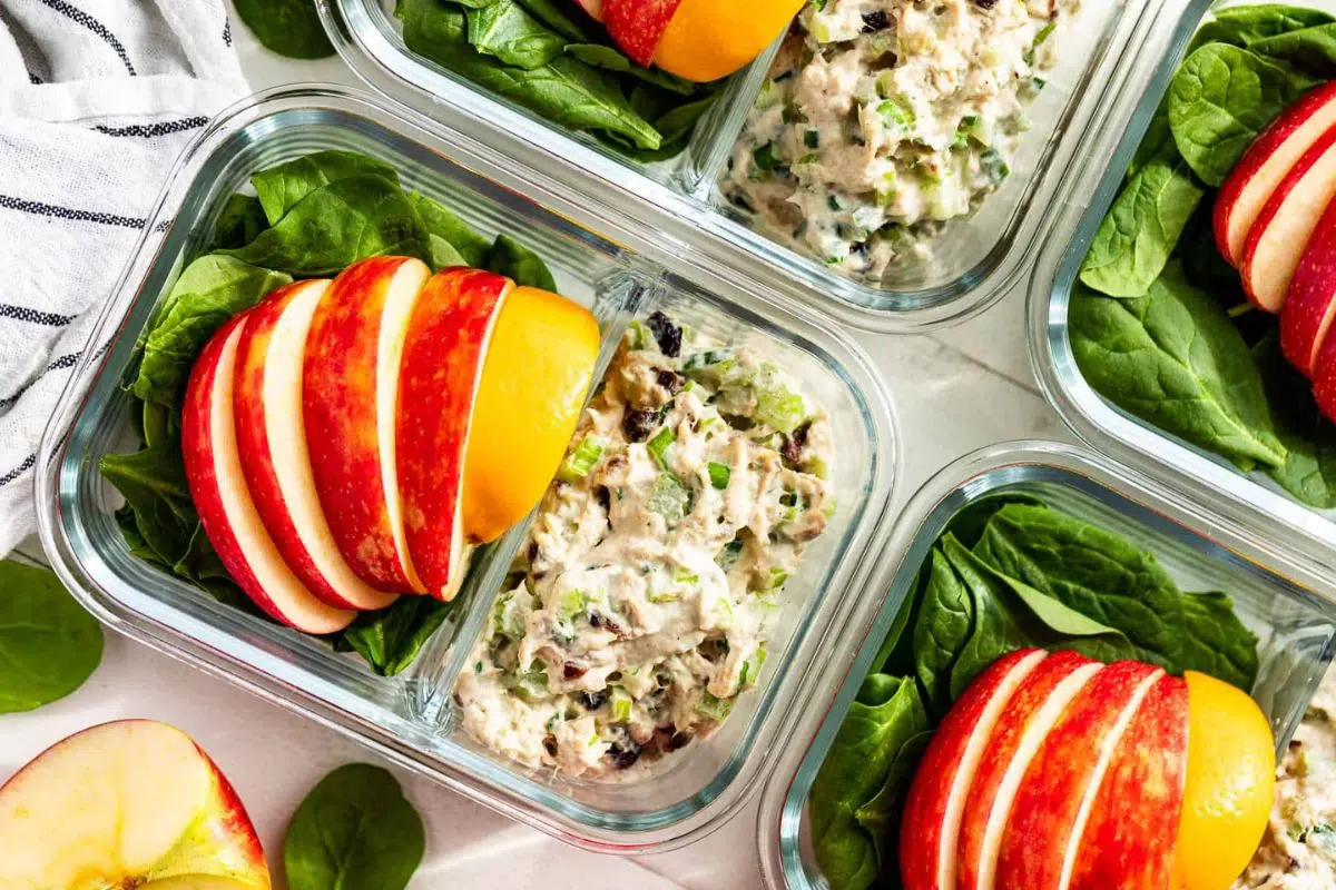 Overhead shot of Tuna Salad Meal Prep.