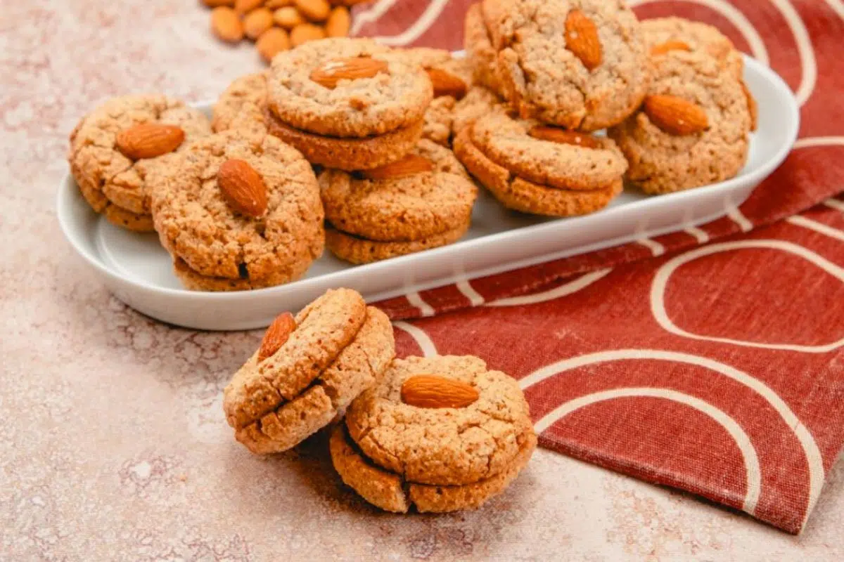 Turkish Almond Cookies on a table.