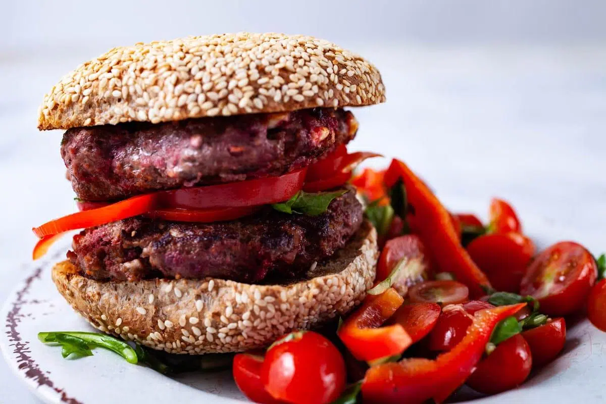 Juicy Gourmet Burger close up look.