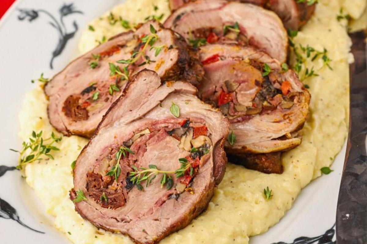 Stuffed Pork Loin close up look.