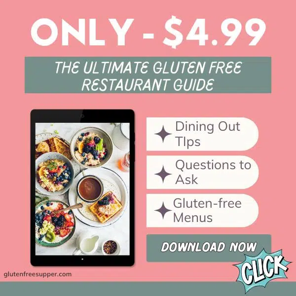 A promo image promoting the digital download for the ultimate gluten free restaurant guide.