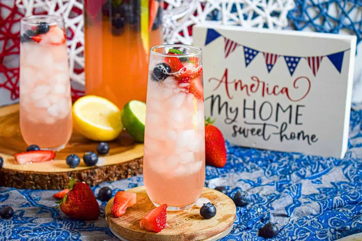 4th of July Mocktail with berries.