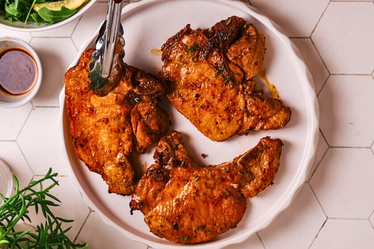 Air Fryer Pork Chops served on a plate.