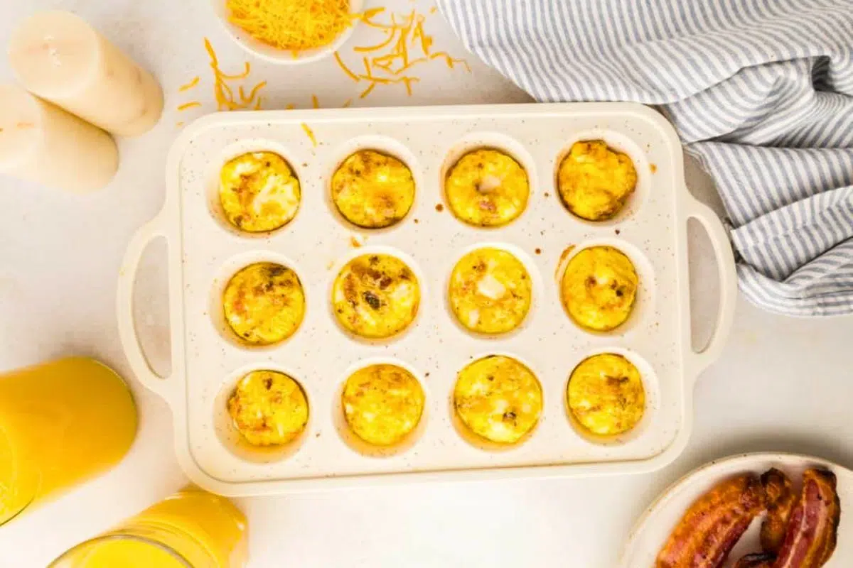 Bacon Egg Muffins overhead view.