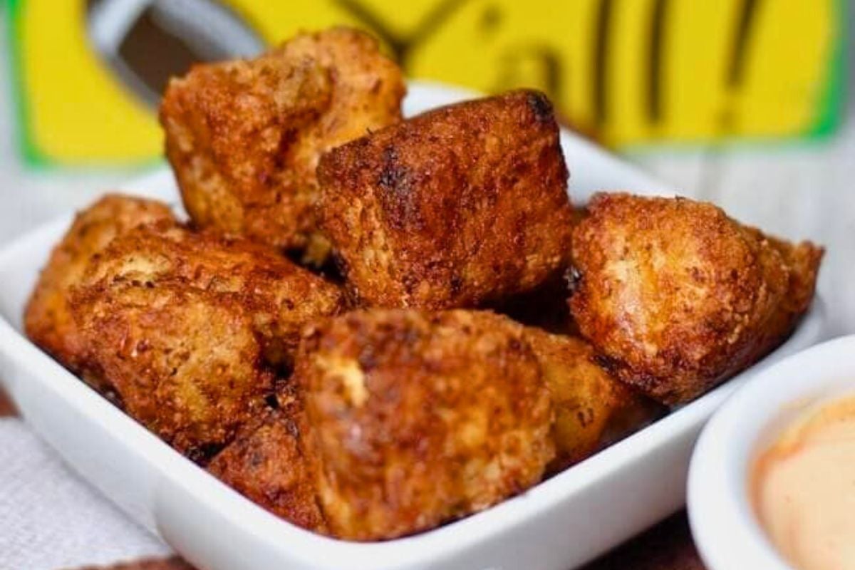 Buffalo Chicken Keto Cauliflower Tots close up look.