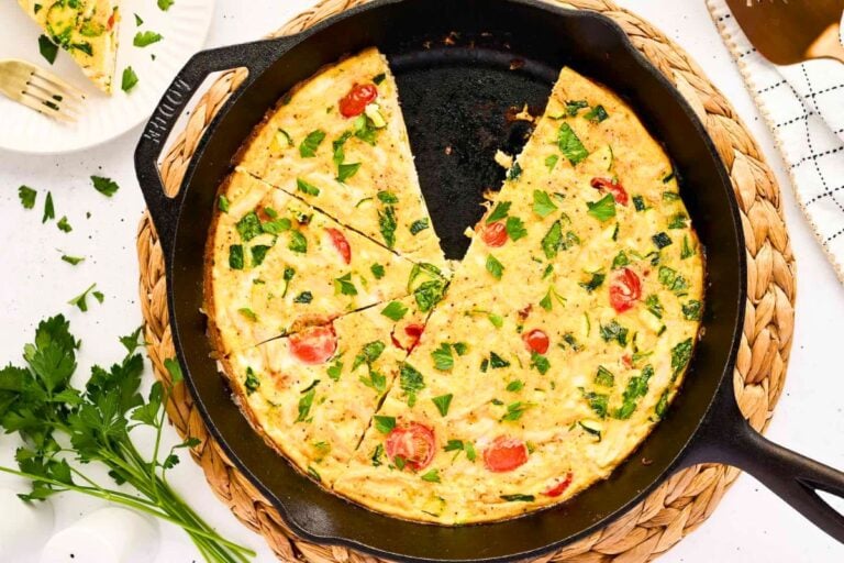 Chicken Frittata in a skillet.