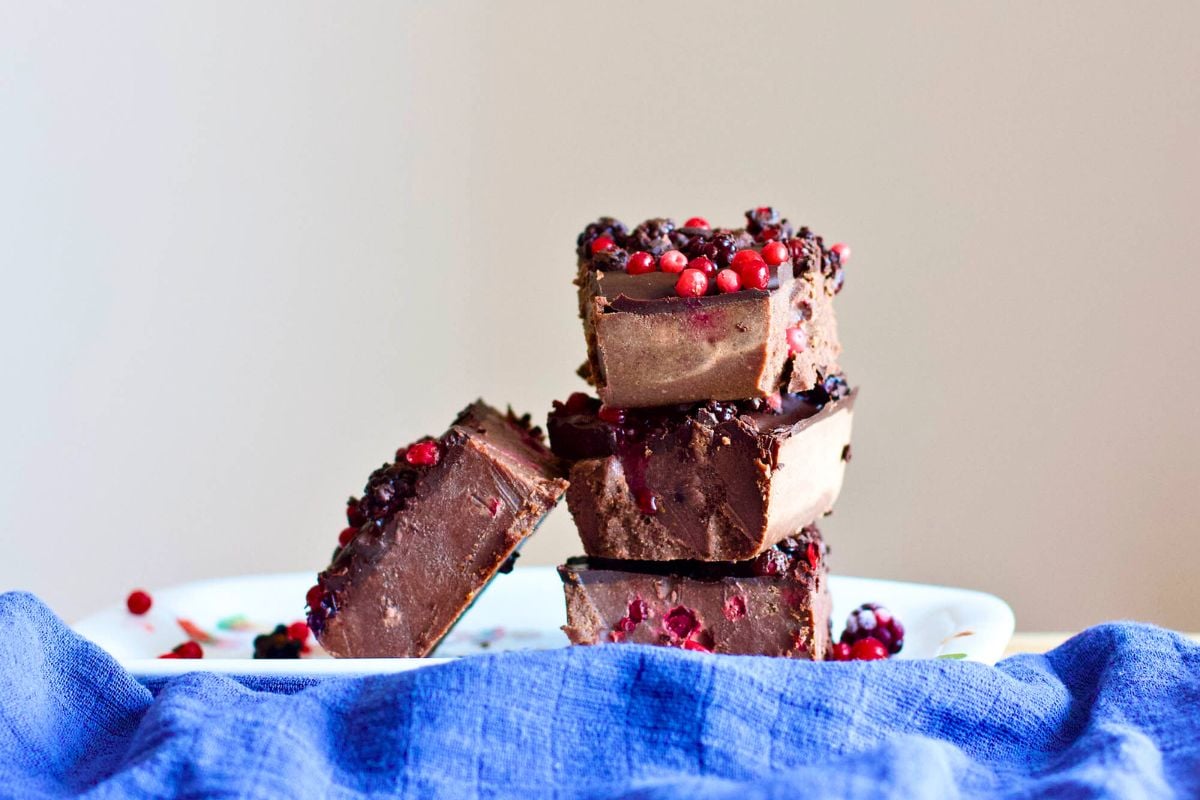 Chocolate Walnut Fudge on a plate.