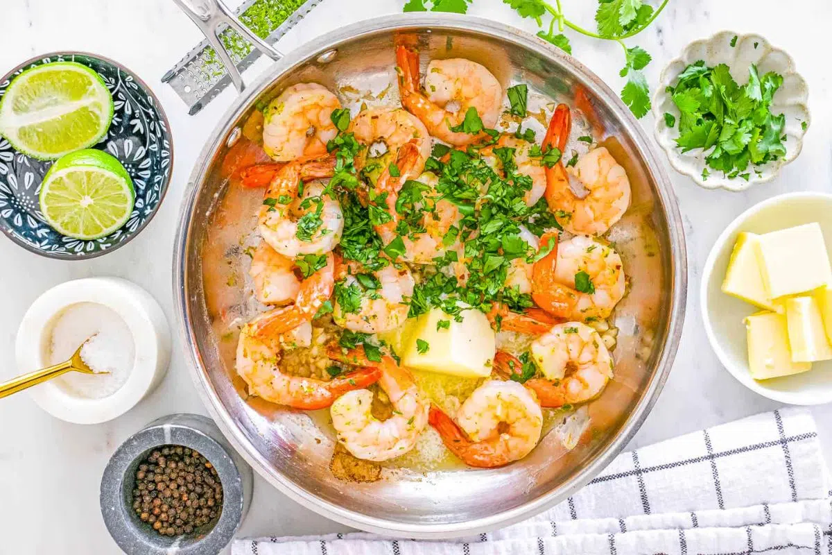 Cilantro Lime Shrimp topped with chopped cilantro.