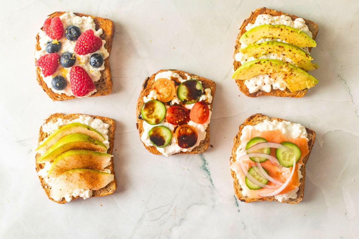 Cottage Cheese Toast overhead view.