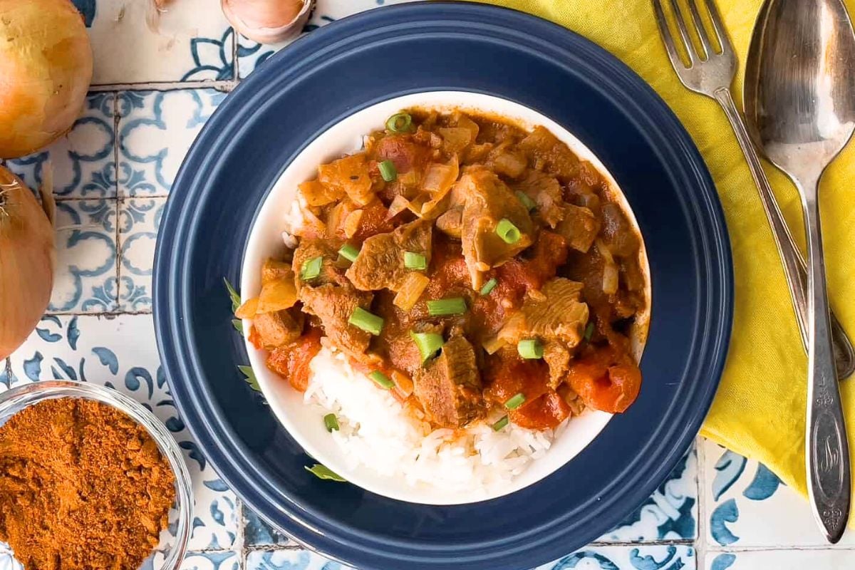 Dairy Free Lamb Tikka Masala overhead view.