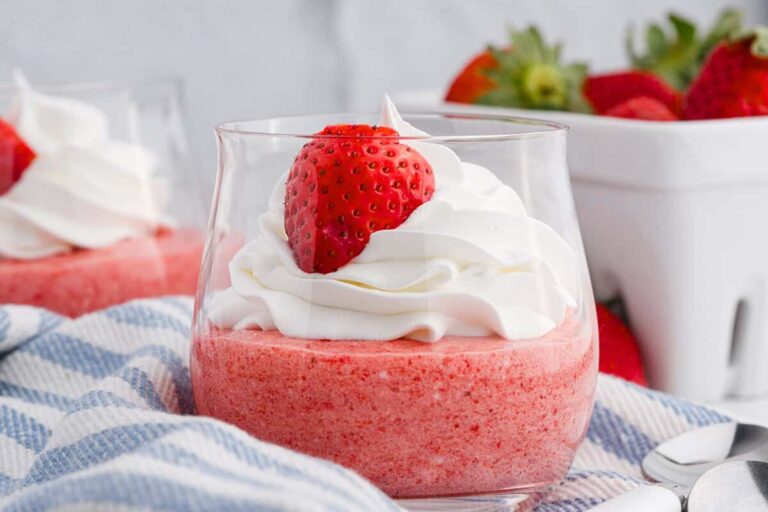 Easy Strawberry Mousse in a glass.
