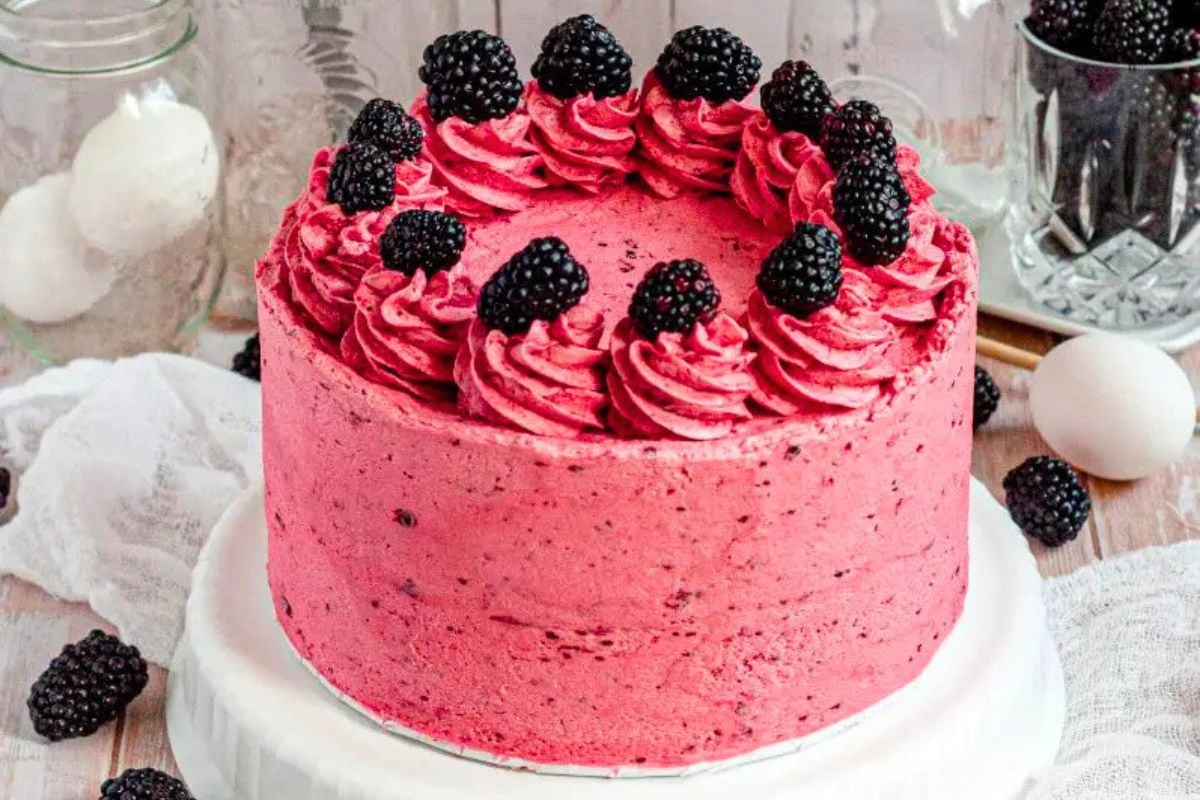 Gluten-Free Honey Blackberry Cake close up look.