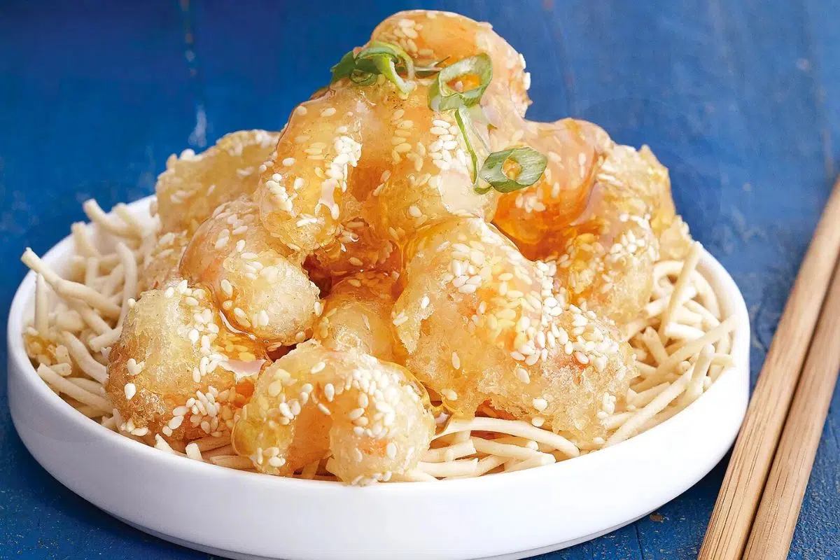 Gluten-Free Honey Prawns close up look.